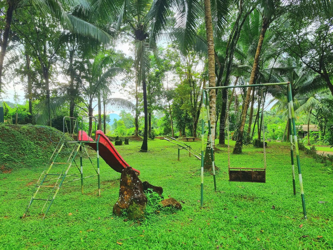 Slide and swings in the children&rsquo;s play area