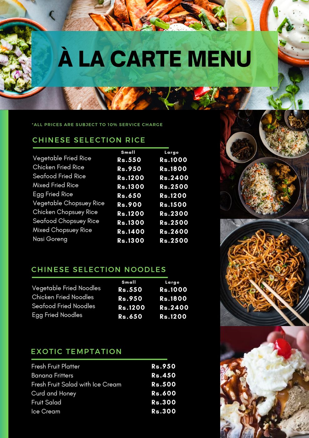 Chinese rice, noodles and desserts