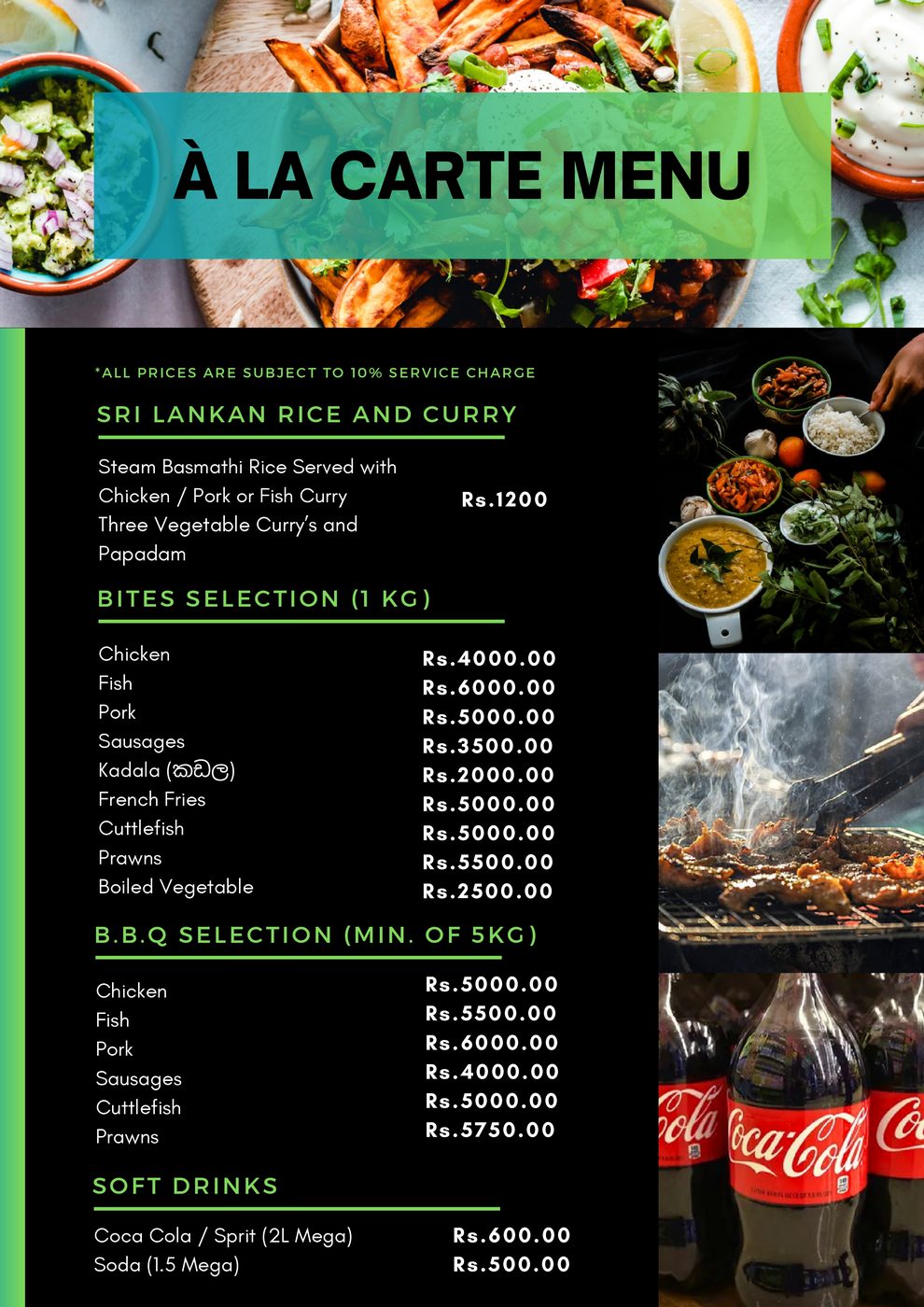 Rice and curry, bites and BBQ selection